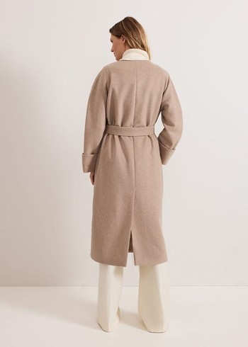 Phase Eight Aoife Collarless Wool Wrap Coats Grey USA | 3907182-NY